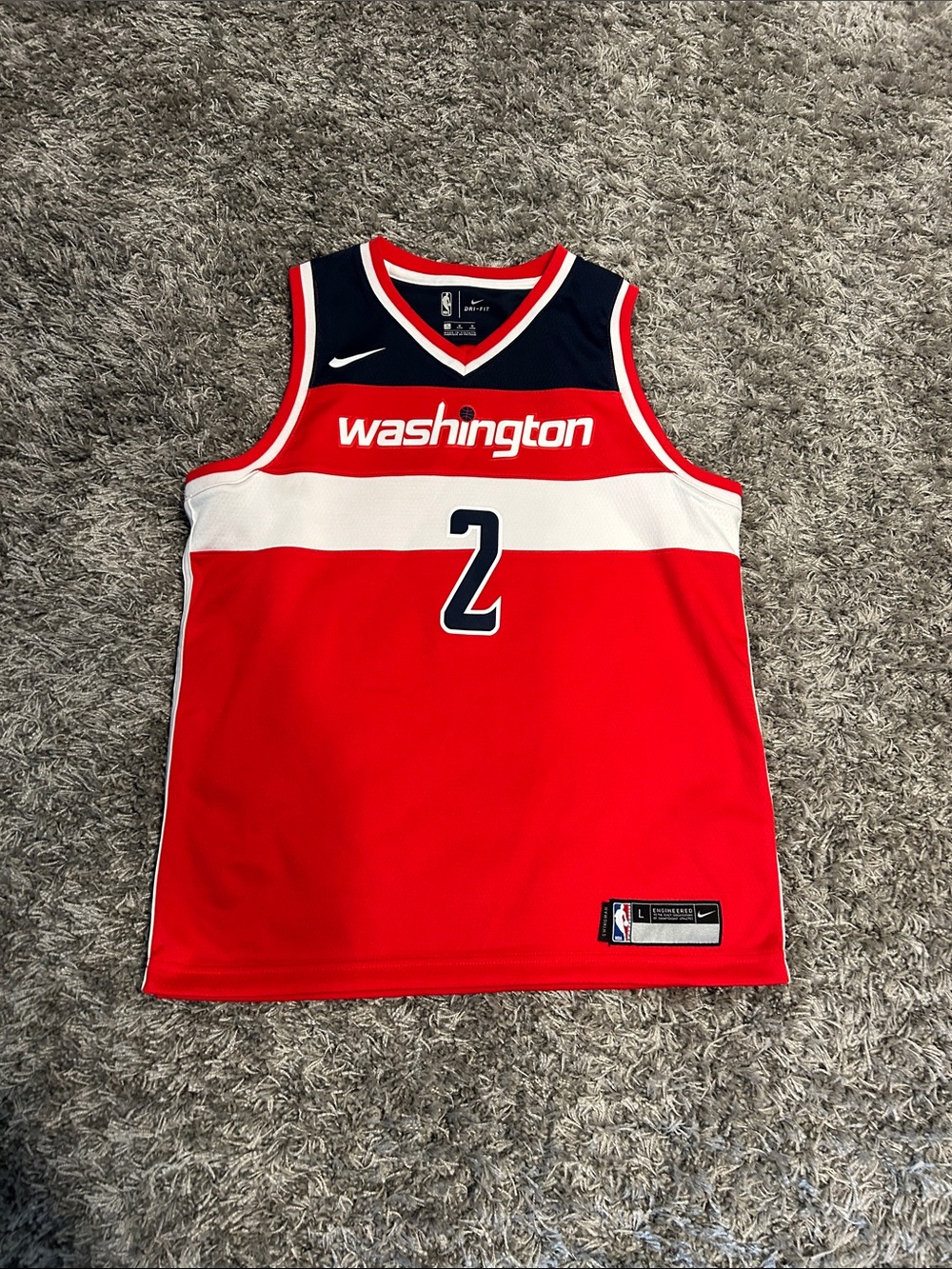 Nike Red White Navy Washington Wall Basketball Jersey #2